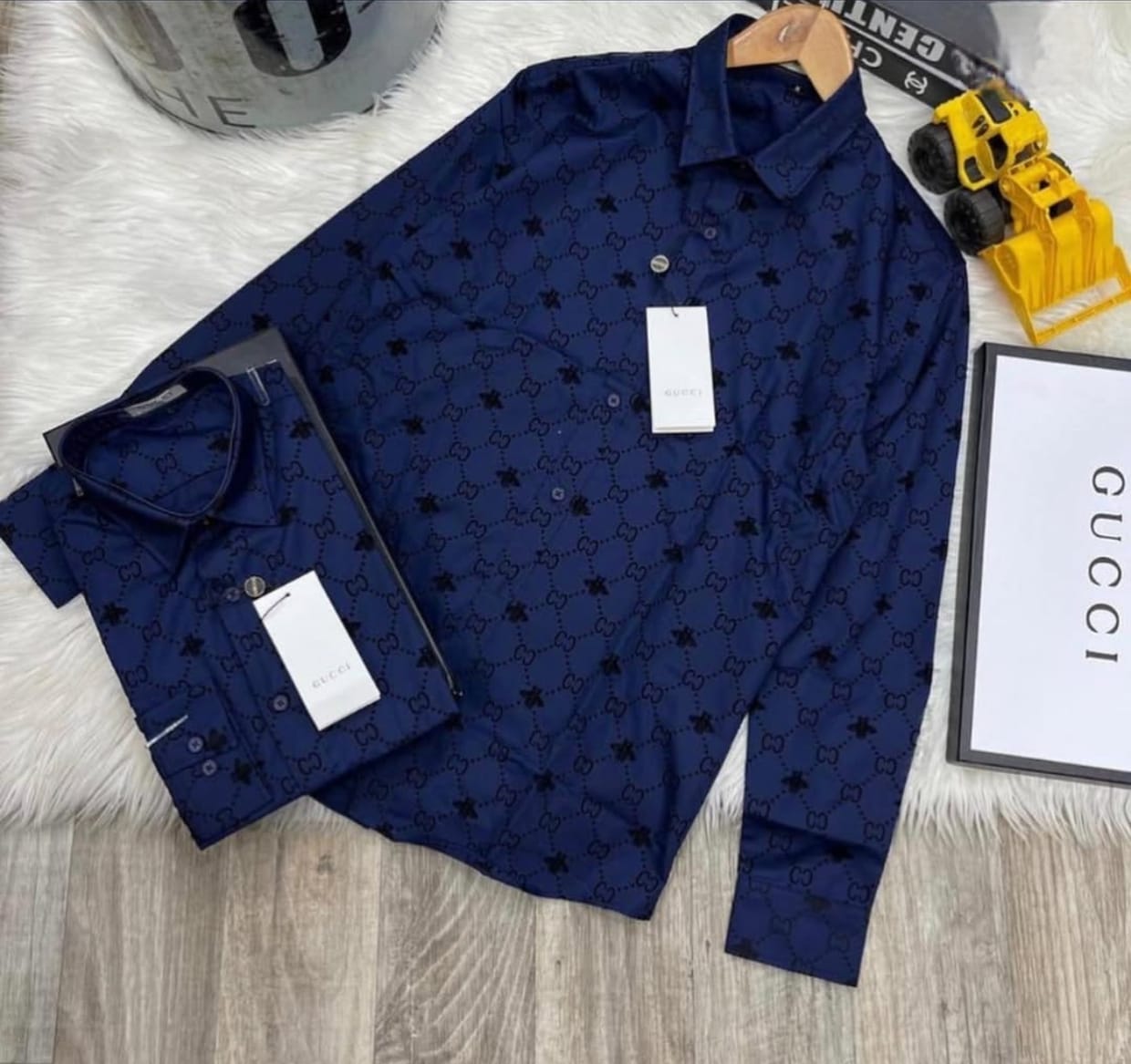 GG ALL OVER FLOCK SHIRT - SET OF 8 PCS ( M L XL XXL ) x Rs. 495