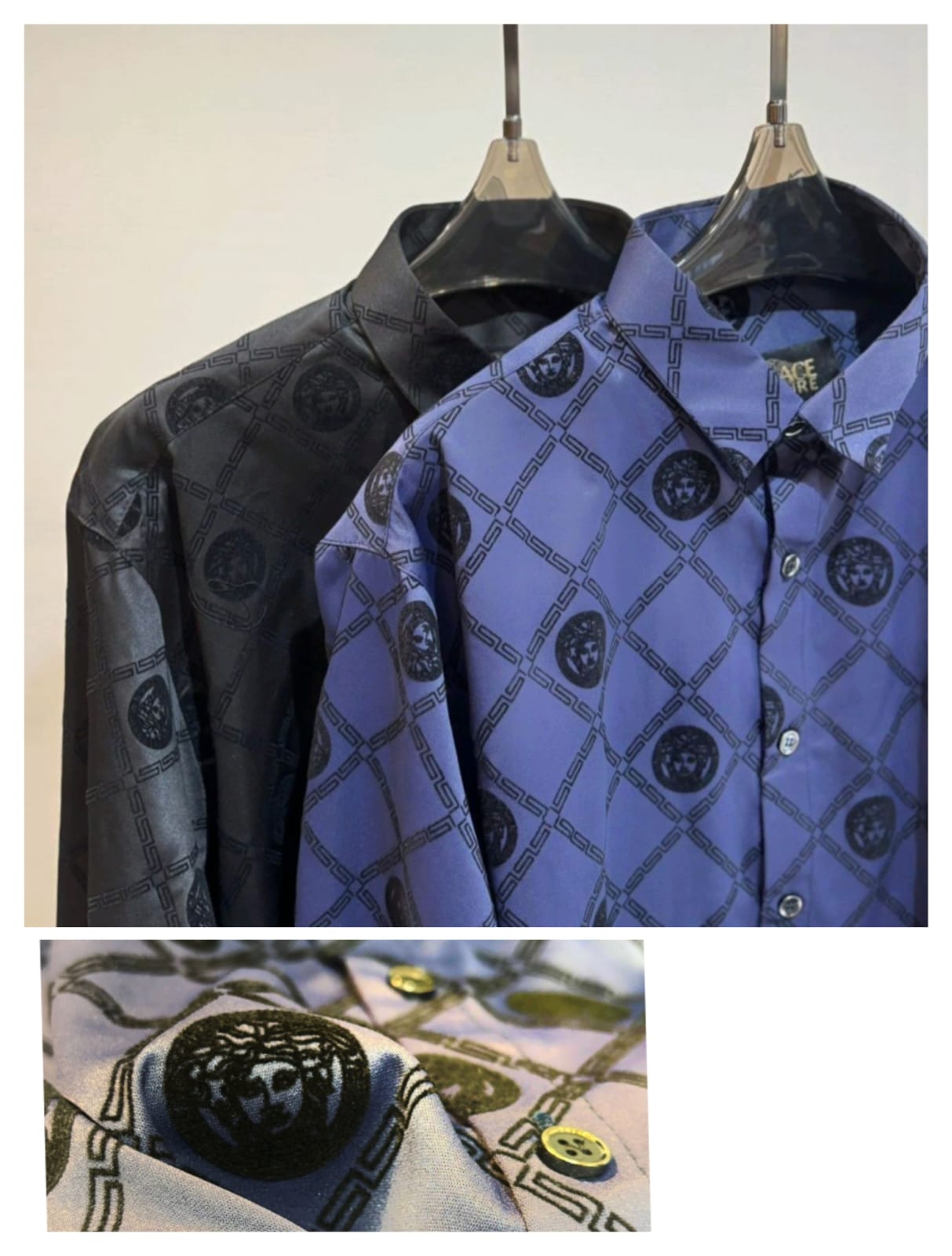 ALL OVER FLOCKING VERSA SHIRTS { SET OF 8 PC ( 2 COLOUR X 4 SIZE ) }