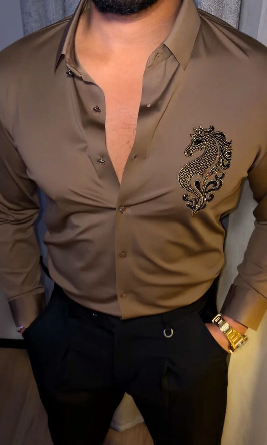 REINDEER LUXE STITCHLESS JACQUARD SHIRT - SET OF 20 PCS ( M L XL XXL ) x Rs. 1195
