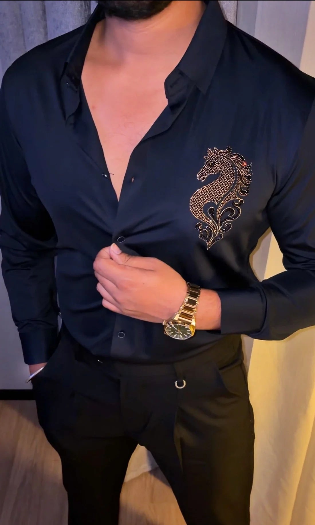 REINDEER LUXE STITCHLESS JACQUARD SHIRT - SET OF 20 PCS ( M L XL XXL ) x Rs. 1195