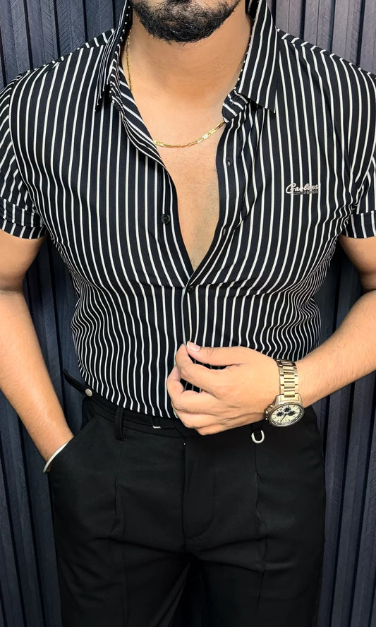 RIO STRIPE JACQUARD HALF SLEEVE SHIRT - SET OF 8 PCS ( M L XL XXL ) x Rs.995