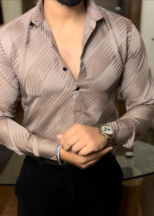 Leopard Jacquard Shirt - { SET OF 20 PC ( 5 COLOUR X 4 SIZE ) }