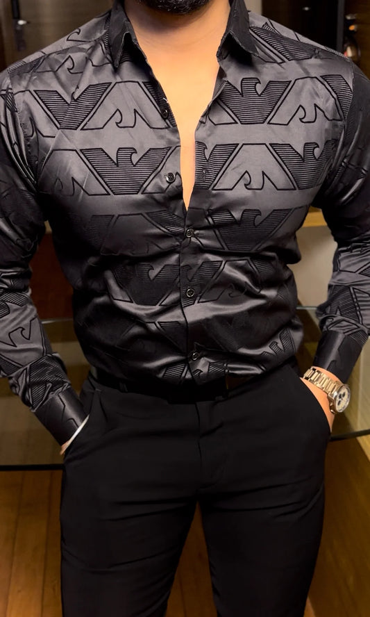 Arman Jacquard Shirt - { SET OF 8 PC ( 2 COLOUR X 4 SIZE ) }