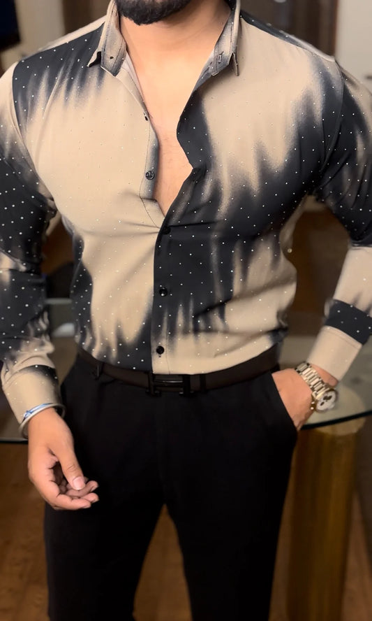 Abstract Pearl Shirt - { SET OF 8 PC ( 2 COLOUR X 4 SIZE ) }