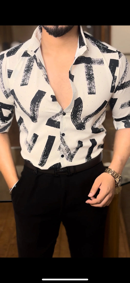 Alpha Abstract Pearl Shirt- { SET OF 8 PC ( 2 COLOUR X 4 SIZE ) }