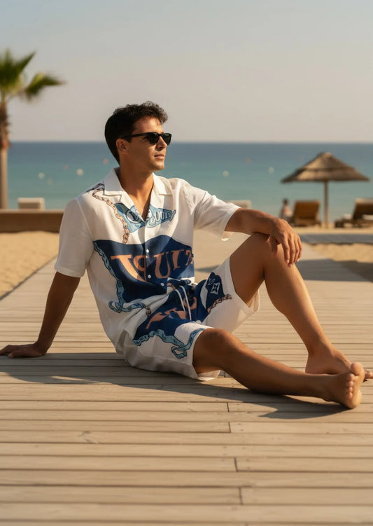 LV OCEAN MONOGRAM LINEN COORDSET - SET OF 4 PCS ( M L XL XXL )  x Rs.1395