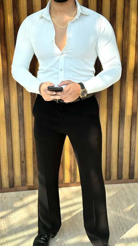 Japanese Premium Solid Shirt - White{ SET OF 4PC - M L XL XXL ) }