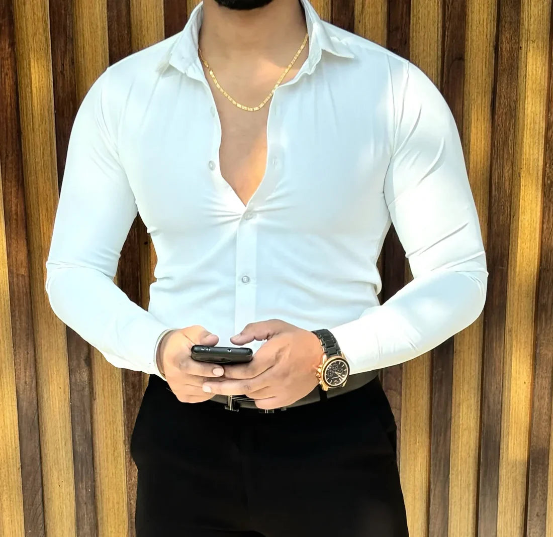 Japanese Premium Solid Shirt - White{ SET OF 4PC - M L XL XXL ) }