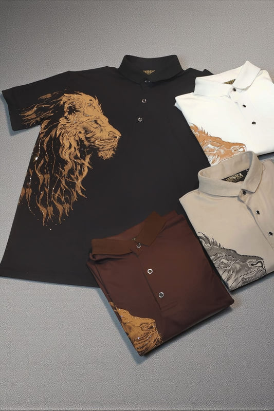 Lion Stone Tshirt- 4 Colours 2 COLOURS{ set of 4 pc ( 2 colour x 4 size )