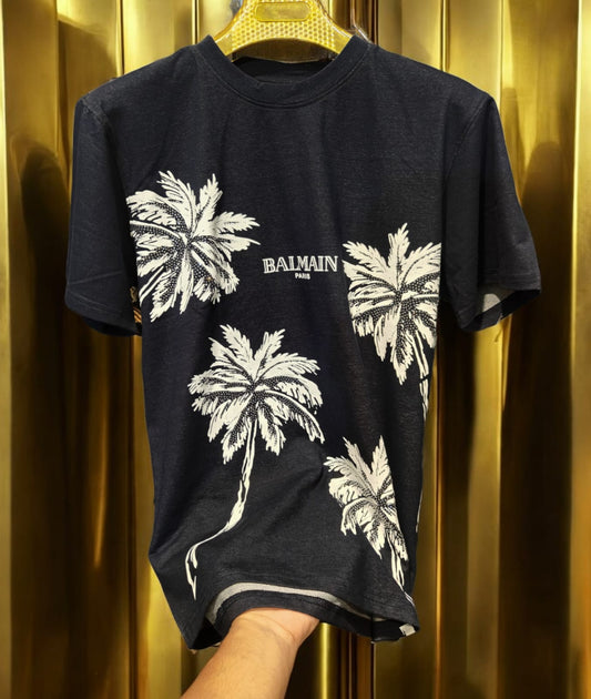 Balmain Round Neck Tshirt- Navy Colour 2 COLOURS{ set of 8 pc ( 2 colour x 4 size )
