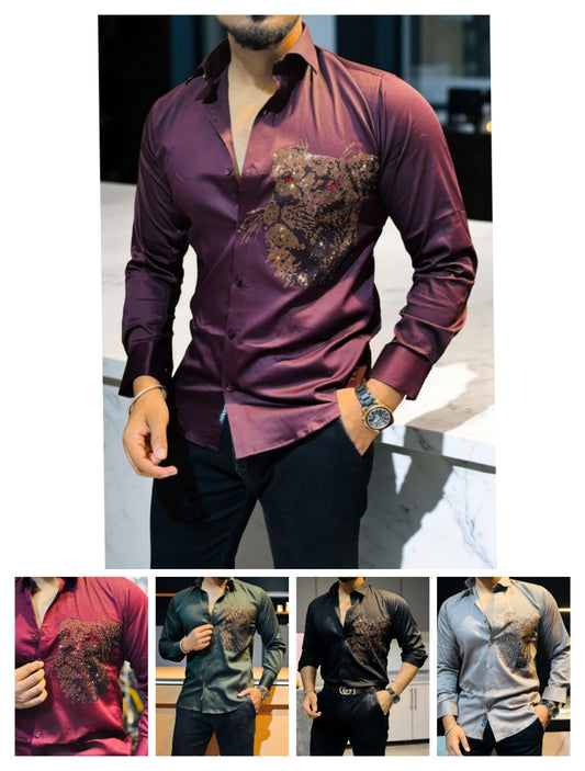 LION STONE SHIRTS- 5 COLOURS{ set of 20 pc ( 5 colour x 4 size )