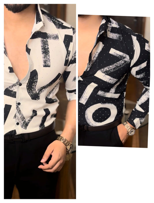 Stone Party Wear Print Shirts{ SET OF 8 PC ( 2 COLOUR X 4 SIZE ) }