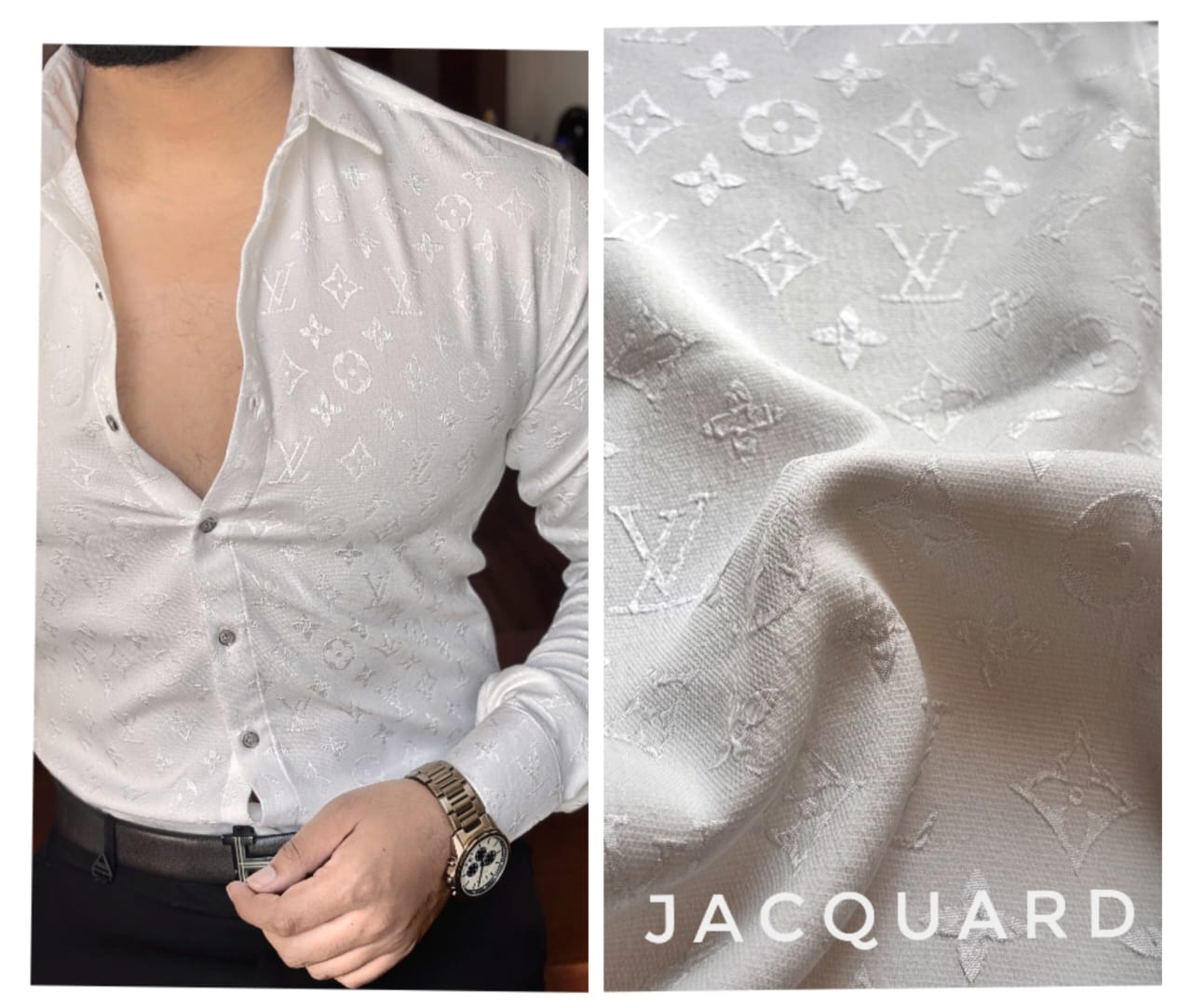 LV Fabric Engraved Store Article Shirt- Black & White