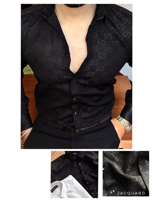 Gucci Fabric Engraved Store Article Shirt- Black & White Colour