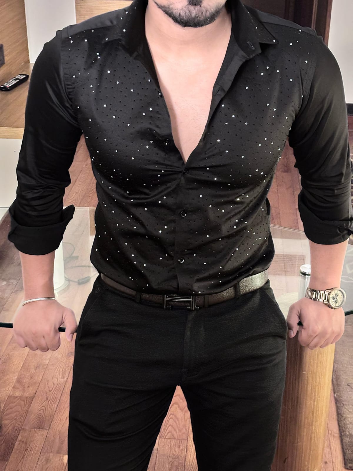 All stud stone shirt - SET OF 4 PCS ( M L XL XXL )  x Rs.645