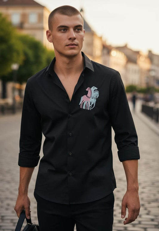 EMBROIDERY HORSE SHIRT - SET OF 4 PCS ( M L XL XXL ) x Rs.595