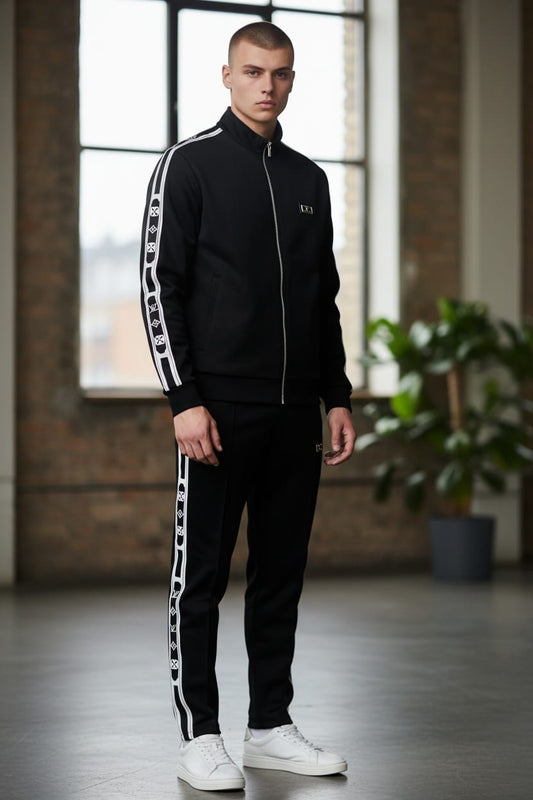 L0UI V1TT0N Premium Tracksuit- Black- SET OF 4 PCS ( M L XL XXL ) x Rs.1395