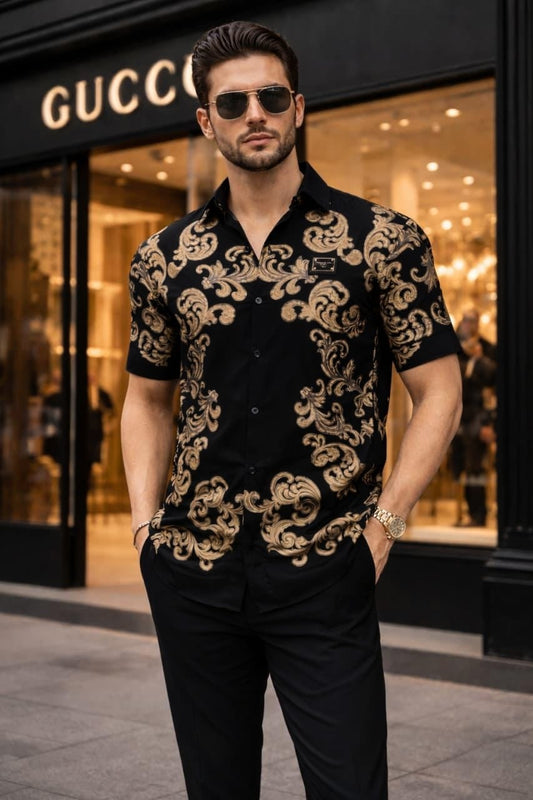 GOLD PRINTED LYCRA COORDSET- SET OF 4PCS (M L XL XXL ) x Rs.1495