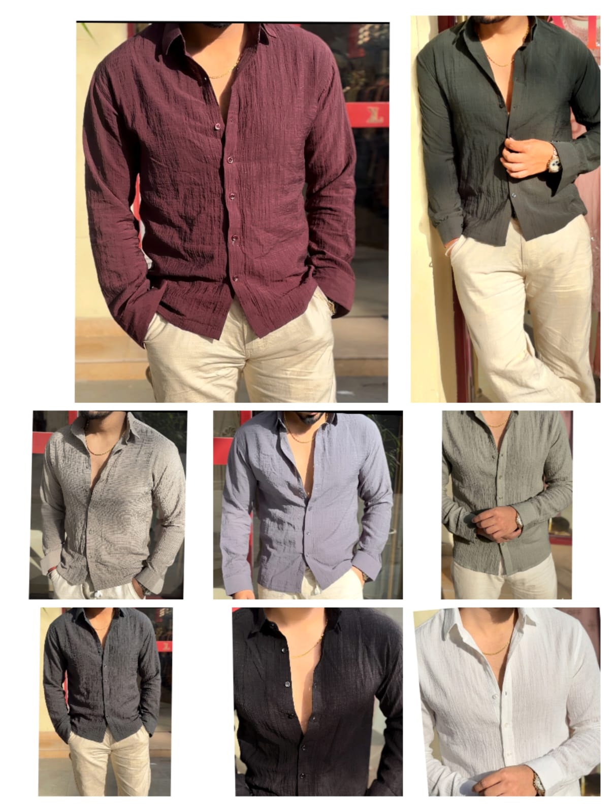 CRUSHED SUMMER  LINEN LOOK BAGGY SHIRT - SET OF 16 PCS ( M L XL XXL )  x Rs. 595