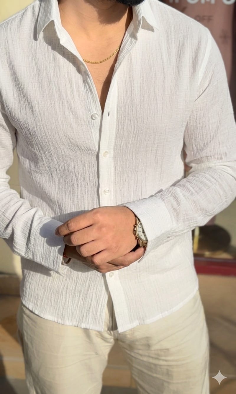 CRUSHED SUMMER  LINEN LOOK BAGGY SHIRT - SET OF 16 PCS ( M L XL XXL )  x Rs. 595