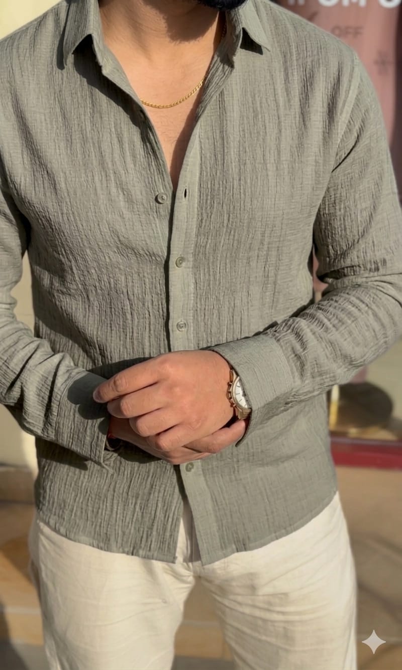 CRUSHED SUMMER  LINEN LOOK BAGGY SHIRT - SET OF 16 PCS ( M L XL XXL )  x Rs. 595