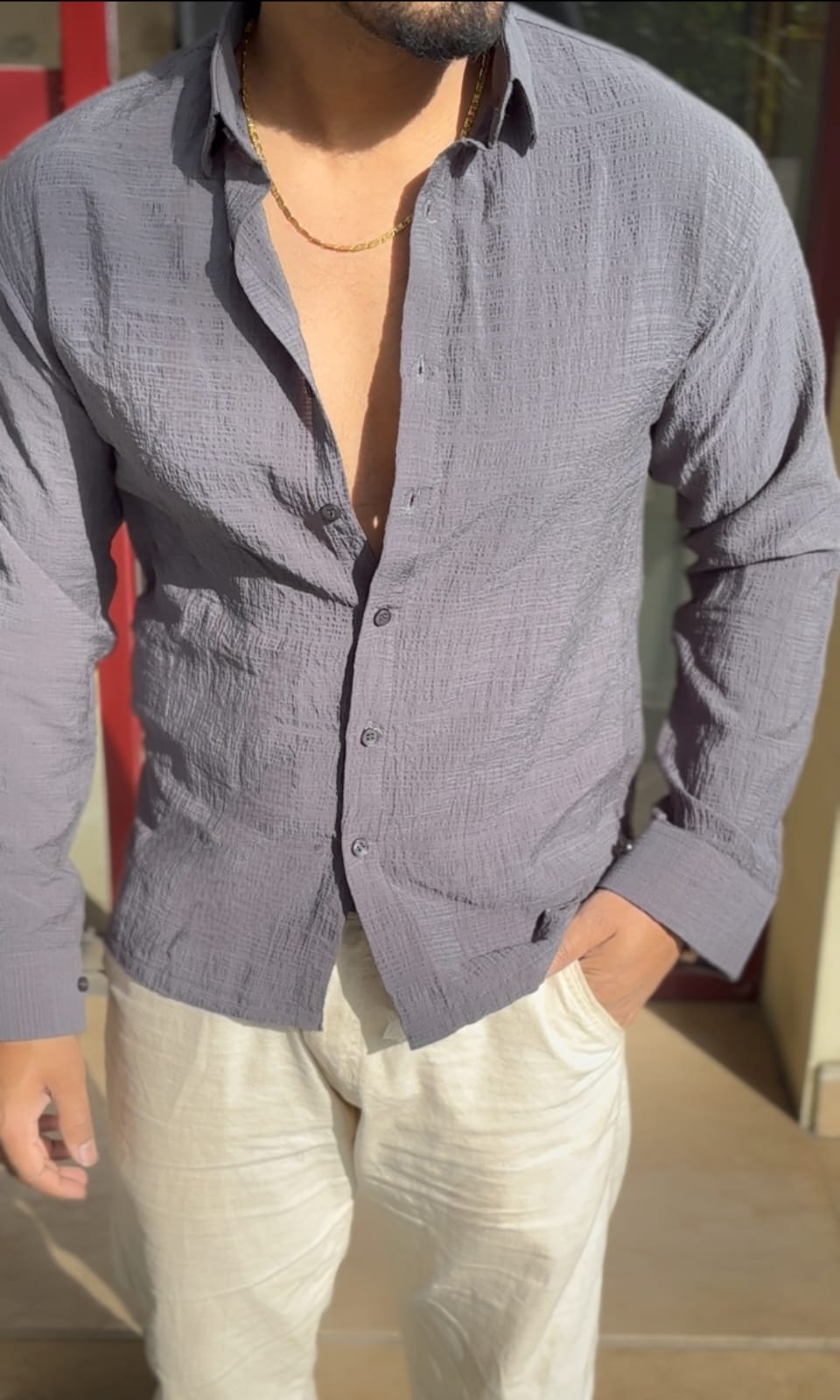 CRUSHED SUMMER  LINEN LOOK BAGGY SHIRT - SET OF 16 PCS ( M L XL XXL )  x Rs. 595