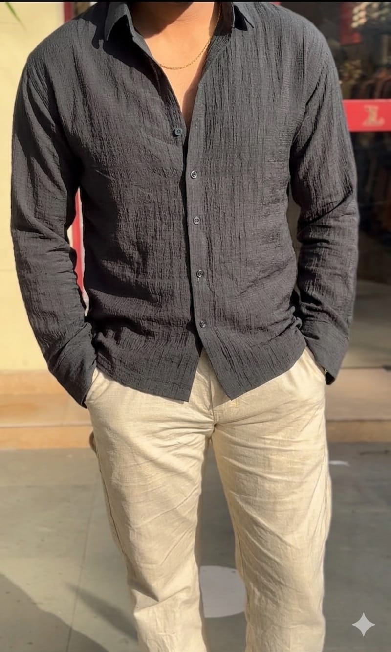 CRUSHED SUMMER  LINEN LOOK BAGGY SHIRT - SET OF 16 PCS ( M L XL XXL )  x Rs. 595