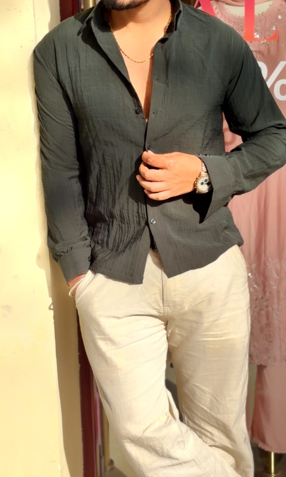 CRUSHED SUMMER  LINEN LOOK BAGGY SHIRT - SET OF 16 PCS ( M L XL XXL )  x Rs. 595