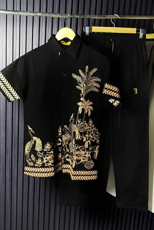 FENDI GOLD PRINTED LYCRA COORDSET- SET OF 4PCS (M L XL XXL ) x Rs.1495