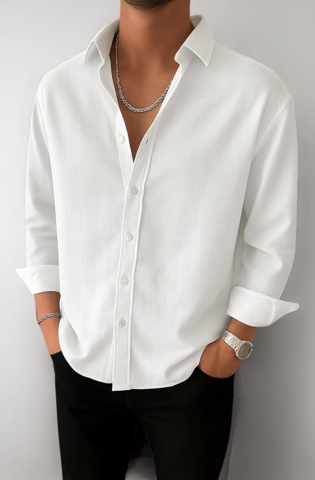 COTTON SOLID WHITE SHIRT