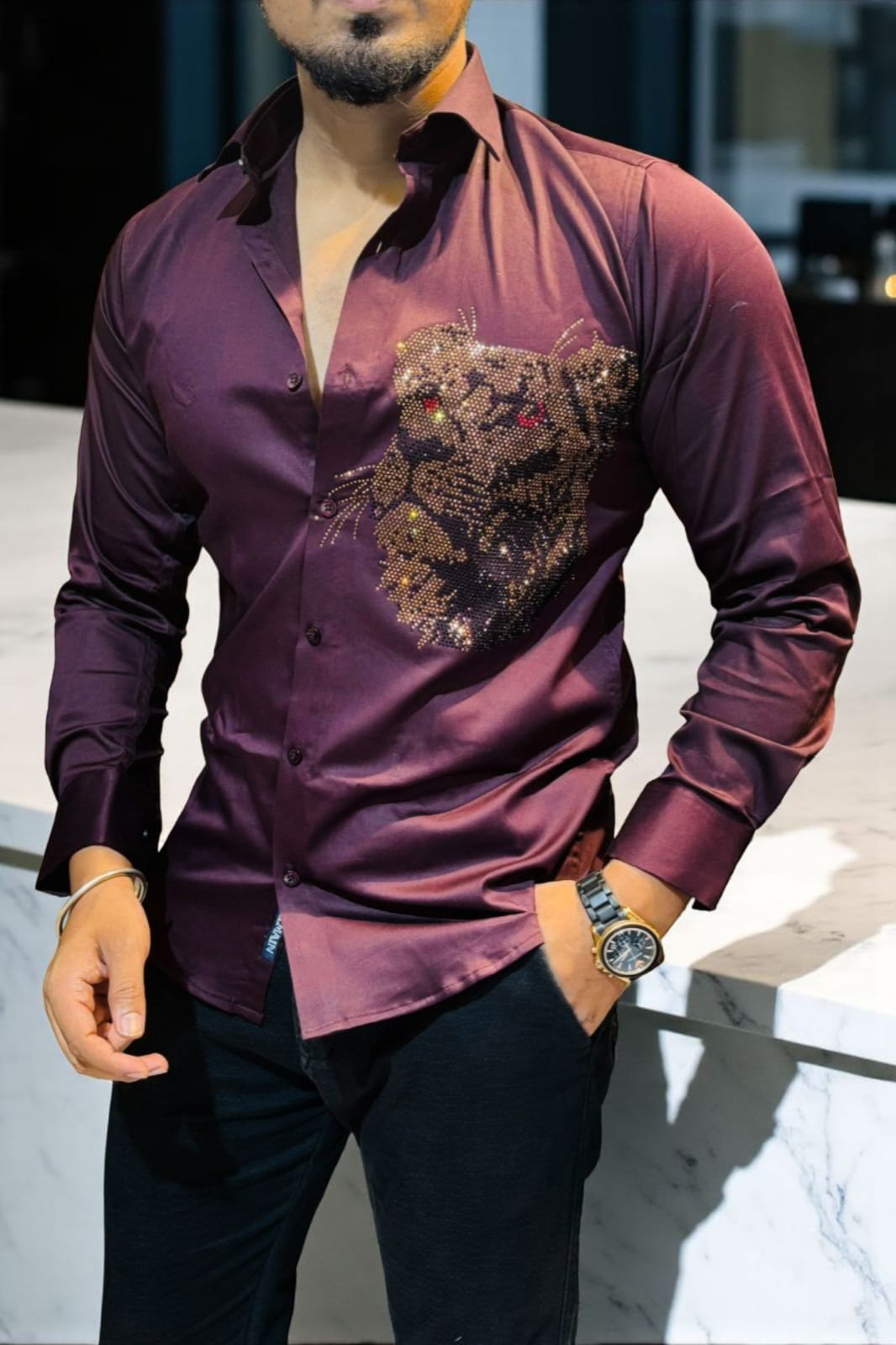 LION STONE SHIRTS- 5 COLOURS{ set of 20 pc ( 5 colour x 4 size )