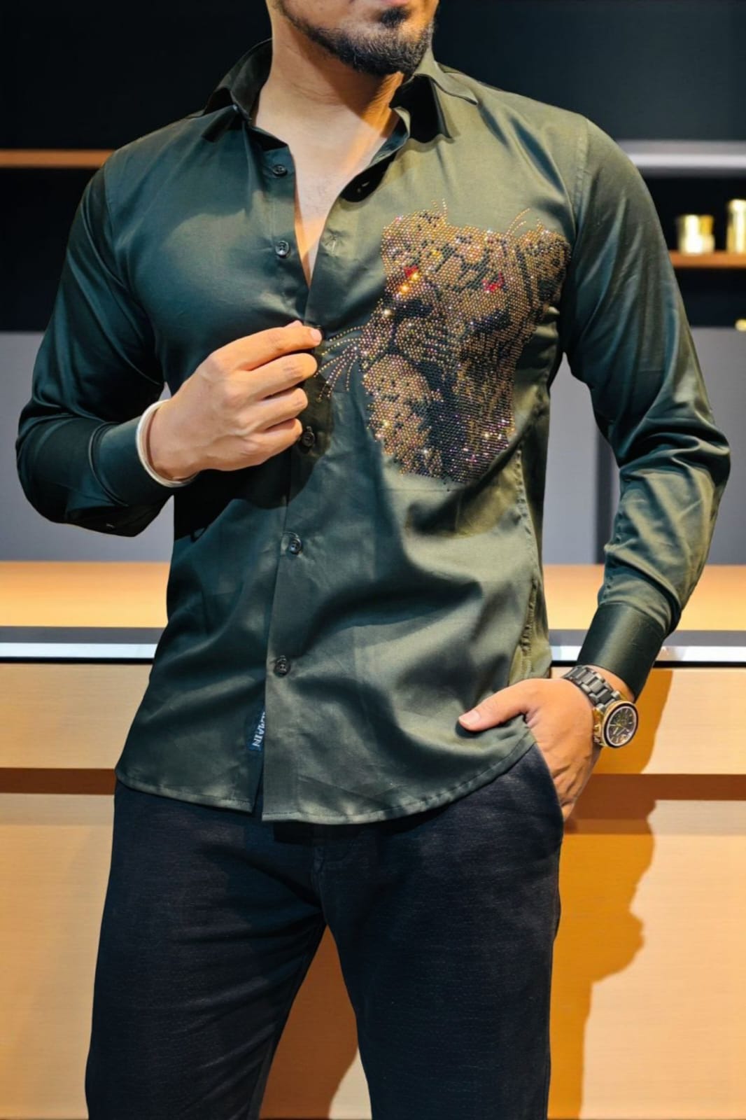 LION STONE SHIRTS- 5 COLOURS{ set of 20 pc ( 5 colour x 4 size )