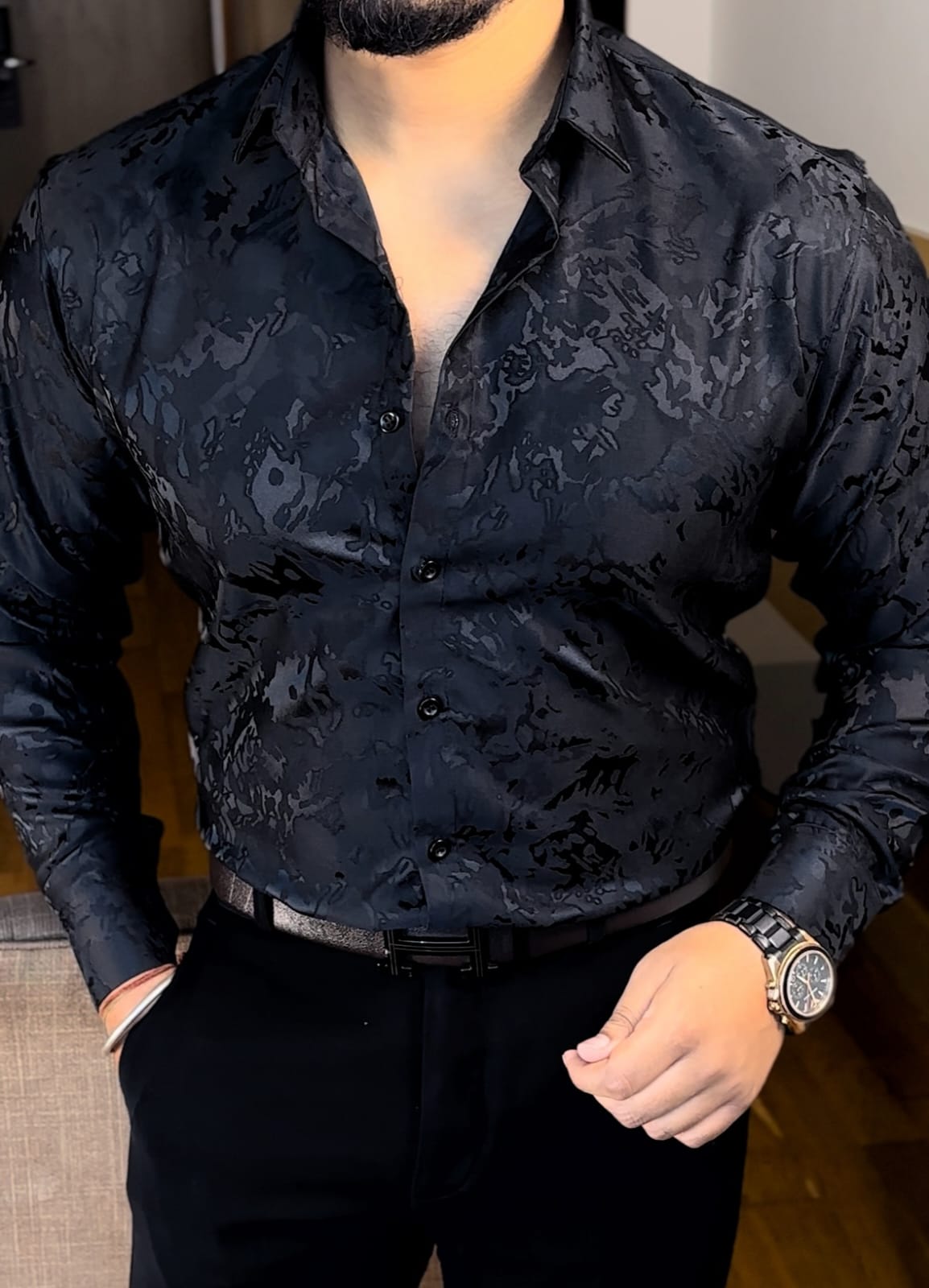 JACQUARD MISMATCH PARTY WEAR SHIRTS- 3 SHADES