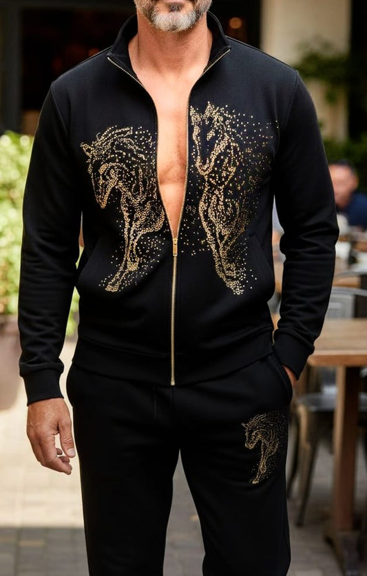 DOUBLE HORSE  BLACK TRACKSUIT - SET OF 4PCS( M L XL XXL ) x Rs. 95