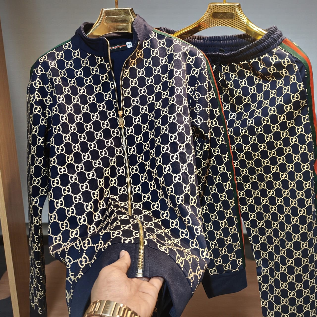 Signature Golden Printed  Premium Tracksuit- Navy- SET OF 4 PCS ( M L XL XXL ) x Rs.1395