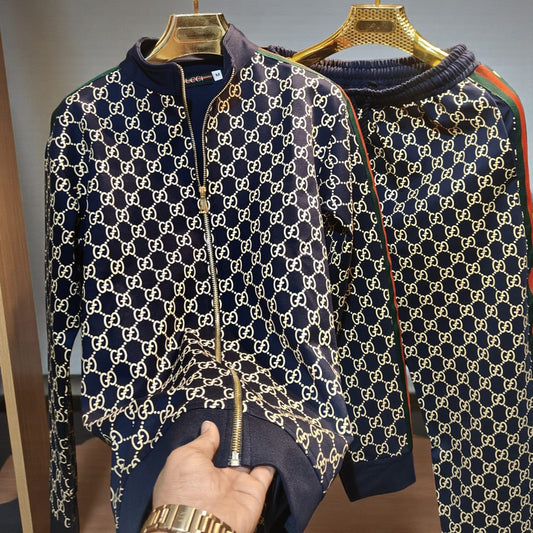 Signature Golden Printed  Premium Tracksuit- Navy- SET OF 4 PCS ( M L XL XXL ) x Rs.1395